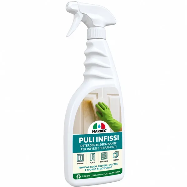 PULI INFISSI — Odmašťovací čistič oken, dveří a rámů z PVC, hliníku, dřeva a kovu (750 ml)